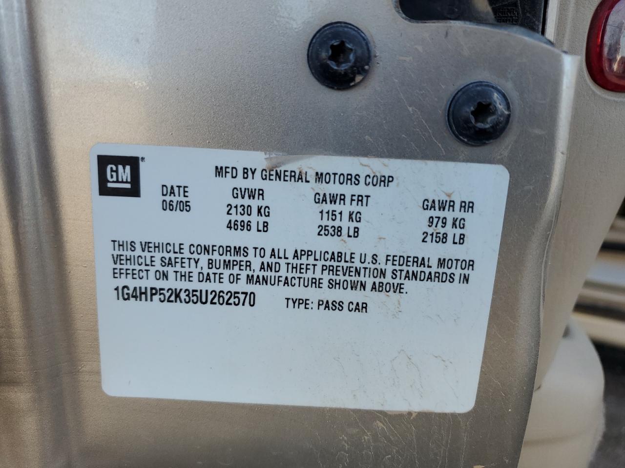 2005 Buick Lesabre Custom VIN: 1G4HP52K35U262570 Lot: 90666915