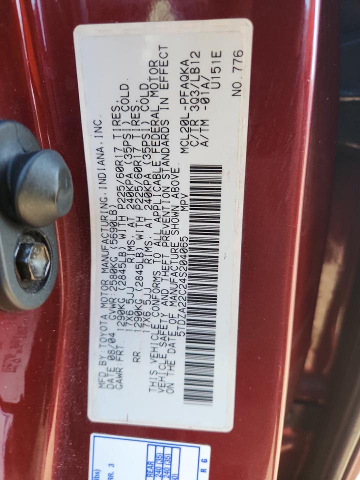 2004 Toyota Sienna Xle VIN: 5TDZA22C24S204065 Lot: 84381835