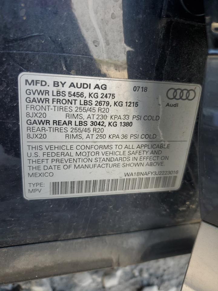 2018 Audi Q5 Premium Plus VIN: WA1BNAFY3J2223016 Lot: 86220275