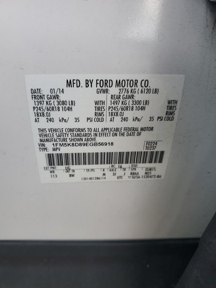 2014 Ford Explorer Xlt VIN: 1FM5K8D89EGB56918 Lot: 85145835