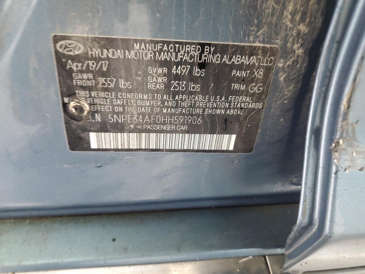 2017 Hyundai Sonata Sport VIN: 5NPE34AF0HH591906 Lot: 85293965