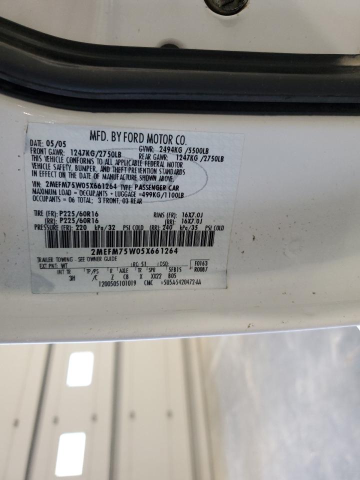 2005 Mercury Grand Marquis Ls VIN: 2MEFM75W05X661264 Lot: 90544445