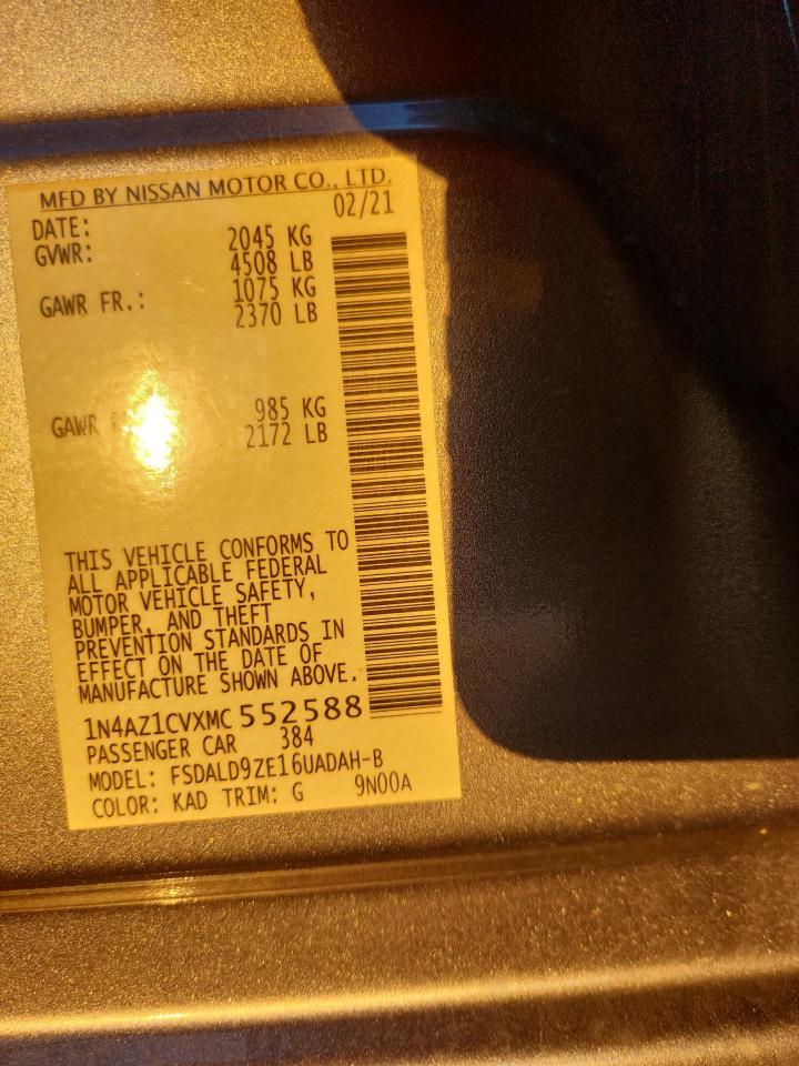 2021 Nissan Leaf Sv VIN: 1N4AZ1CVXMC552588 Lot: 87281655