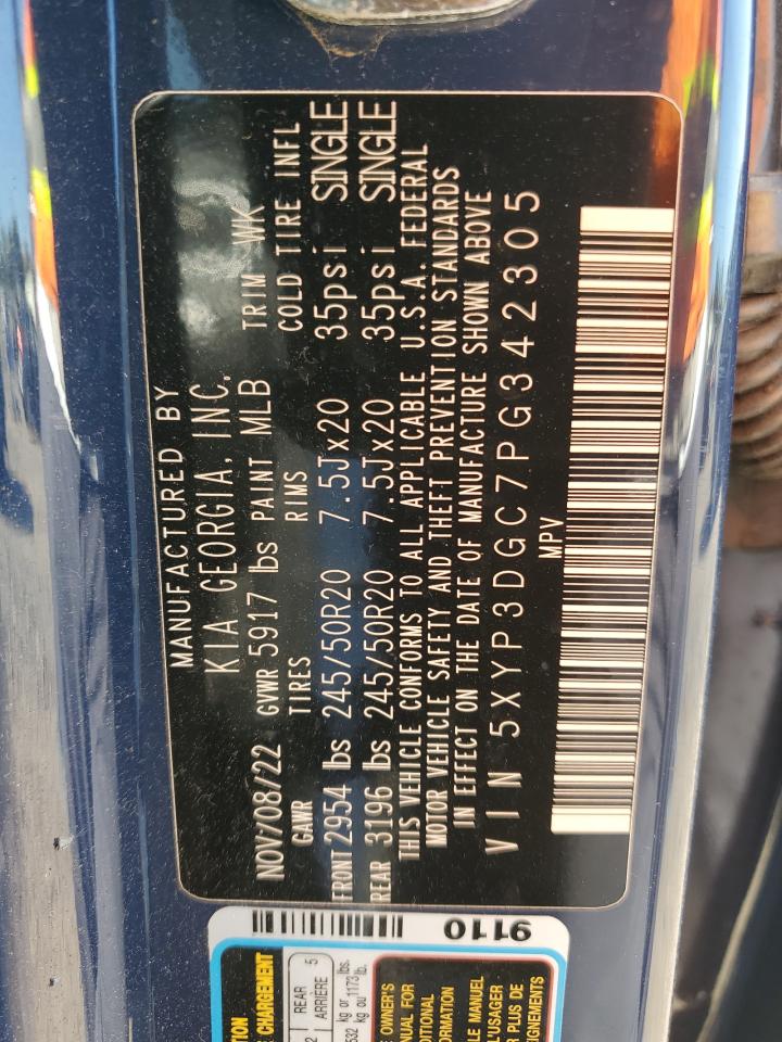 2023 Kia Telluride Ex VIN: 5XYP3DGC7PG342305 Lot: 85285015