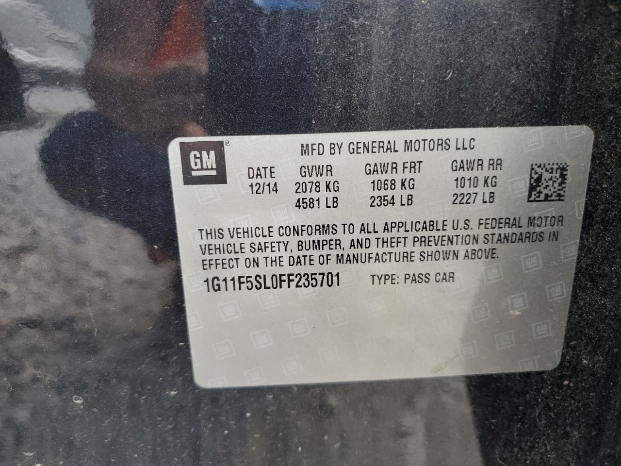 2015 Chevrolet Malibu Ltz VIN: 1G11F5SL0FF235701 Lot: 85365965