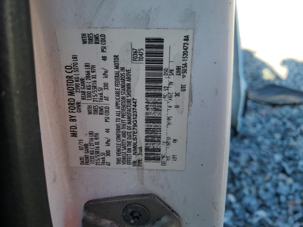 2016 Ford Transit Connect Xl VIN: NM0LS7E79G1237447 Lot: 86489865