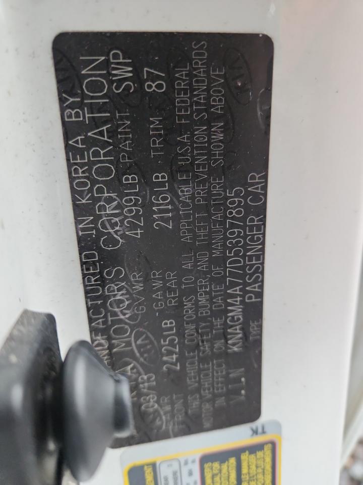 2013 Kia Optima Lx VIN: KNAGM4A77D5397895 Lot: 86076725