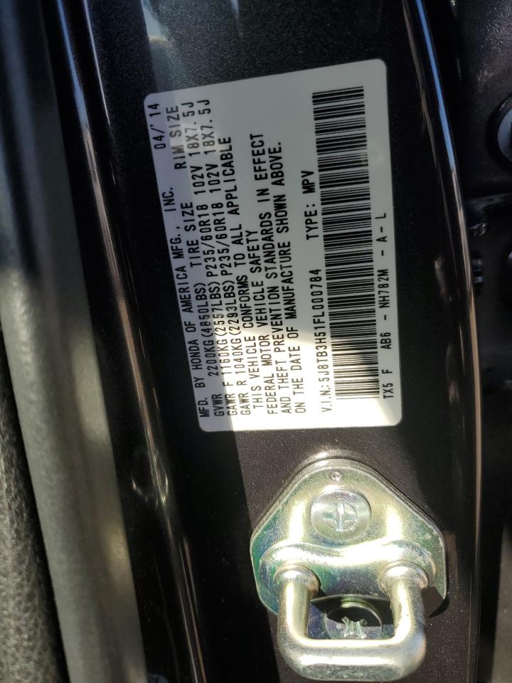 2015 Acura Rdx Technology VIN: 5J8TB3H51FL000784 Lot: 90026255