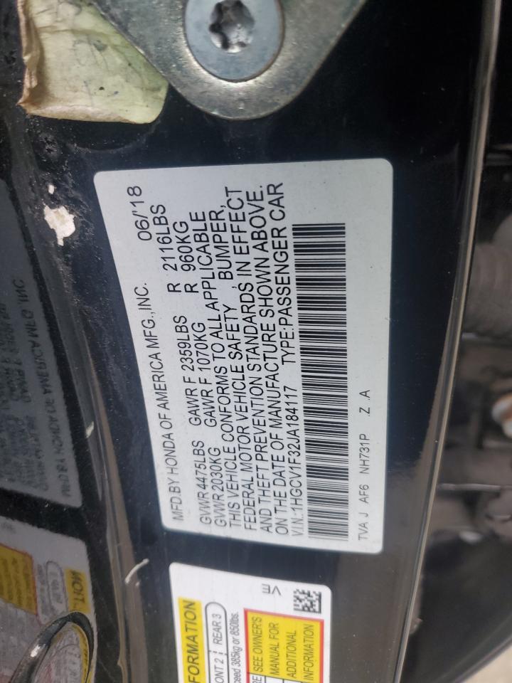 2018 Honda Accord Sport VIN: 1HGCV1F32JA184117 Lot: 86248125