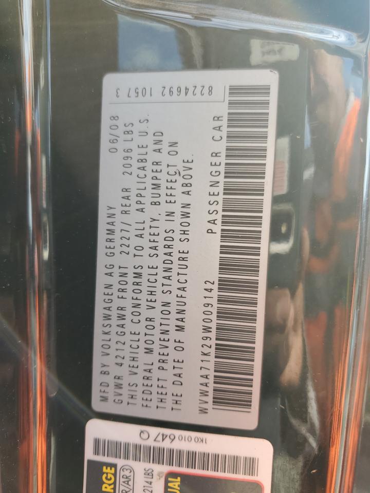 2009 Volkswagen Rabbit VIN: WVWAA71K29W009142 Lot: 85708885