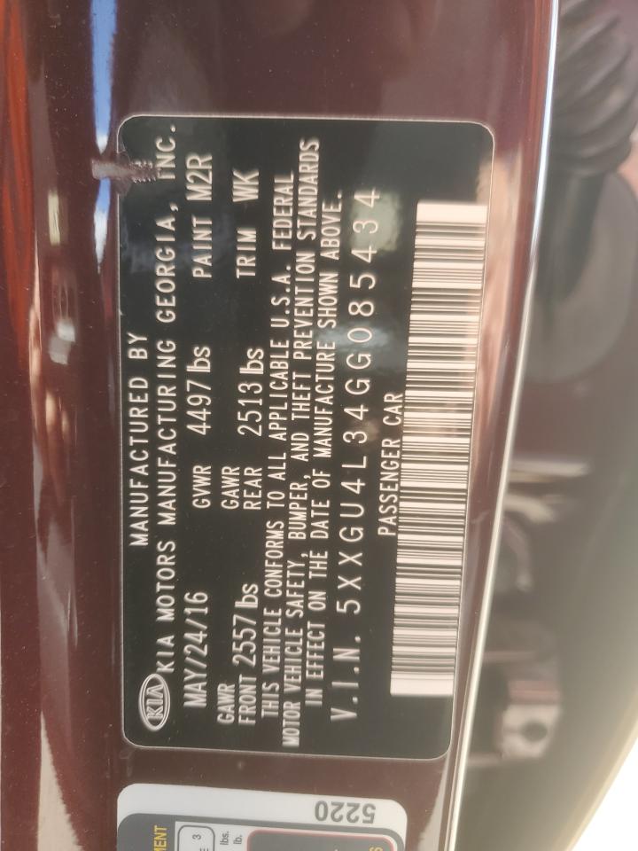 2016 Kia Optima Ex VIN: 5XXGU4L34GG085434 Lot: 85181915