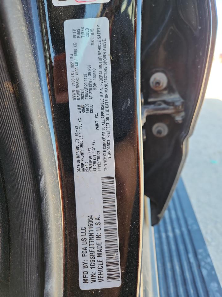 2022 Ram 1500 Laramie VIN: 1C6SRFJT7NN116064 Lot: 82486525