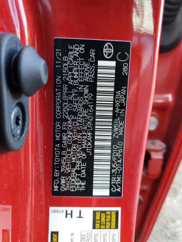 2022 Toyota Prius Night Shade VIN: JTDKAMFU9N3164179 Lot: 86318645