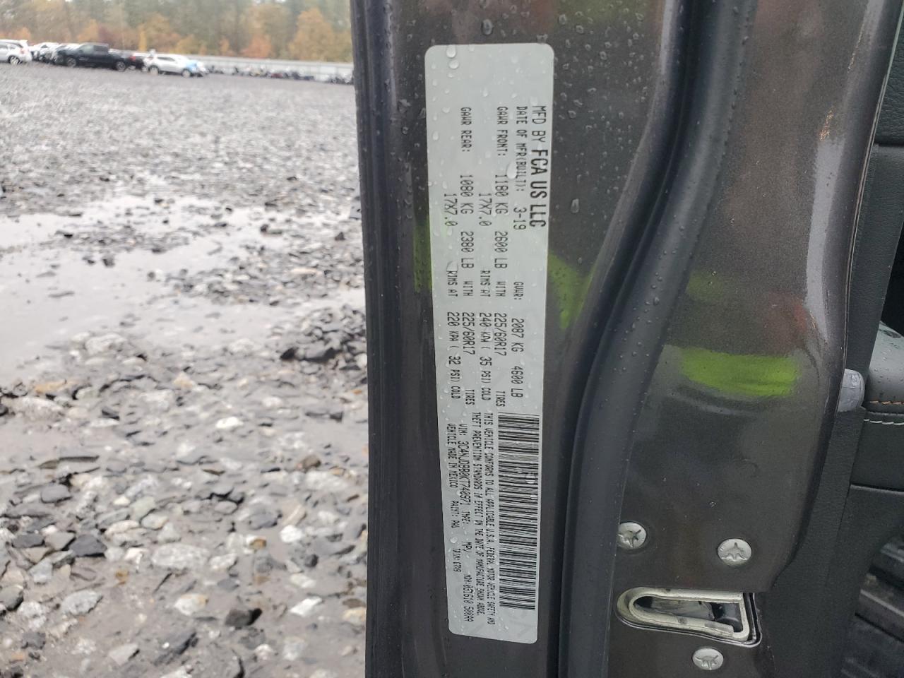 2019 Jeep Compass Latitude VIN: 3C4NJDBB0KT740971 Lot: 89627005