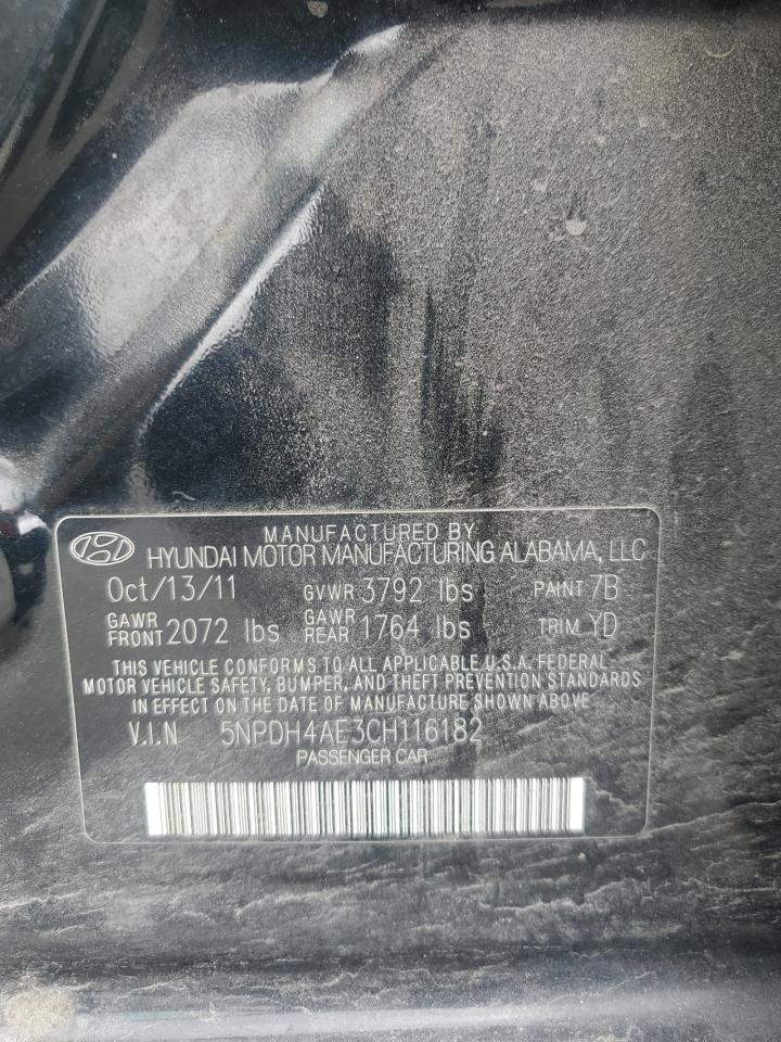 2012 Hyundai Elantra Gls VIN: 5NPDH4AE3CH116182 Lot: 81942805