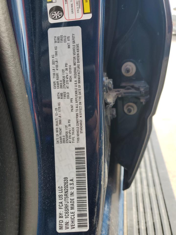 2024 Ram 1500 Laramie VIN: 1C6SRFJT5RN202639 Lot: 89531015