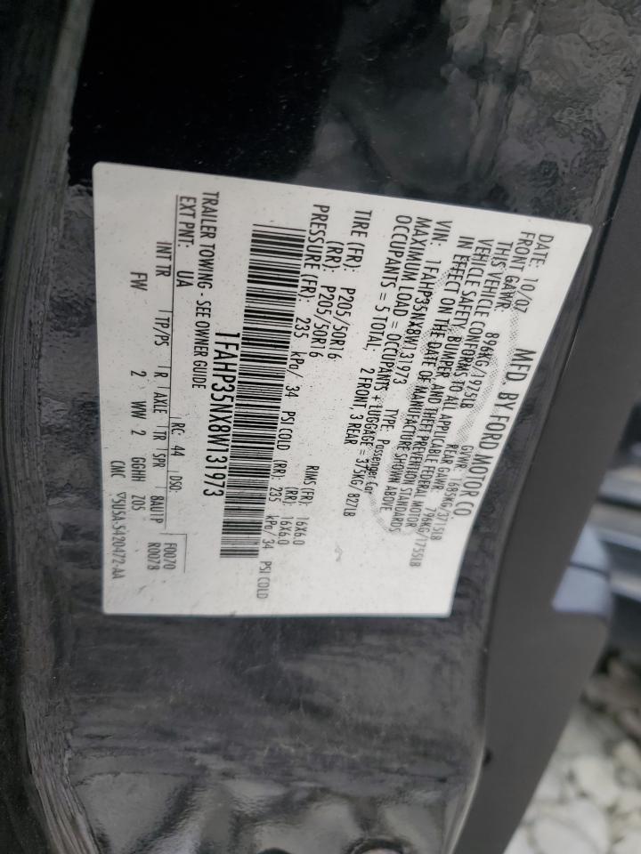 2008 Ford Focus Se VIN: 1FAHP35NX8W131973 Lot: 85314745