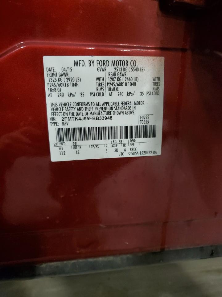 2015 Ford Edge Sel VIN: 2FMTK4J95FBB33948 Lot: 82458235