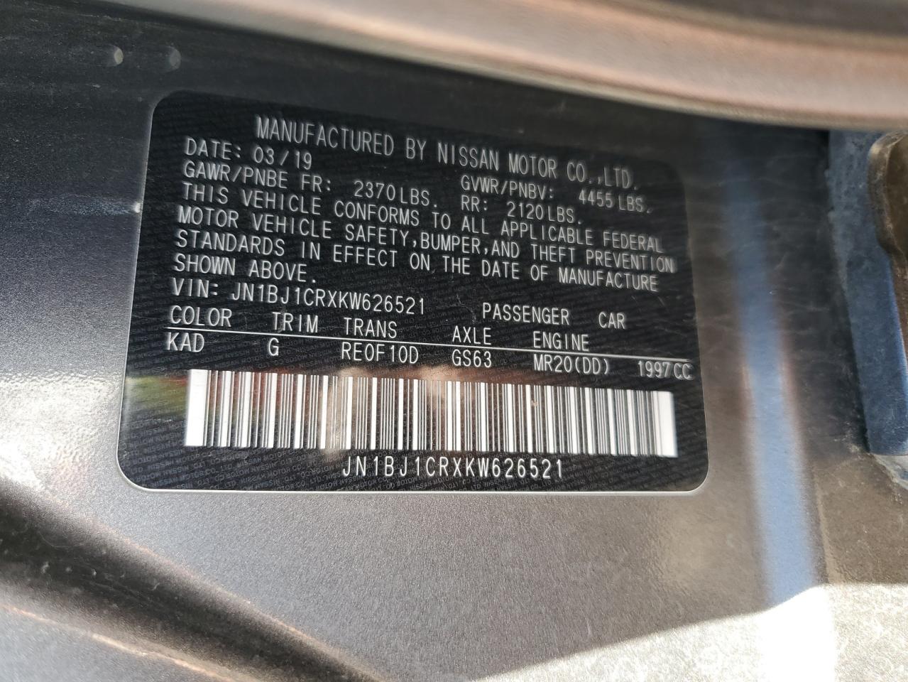 2019 Nissan Rogue Sport S VIN: JN1BJ1CRXKW626521 Lot: 86467785