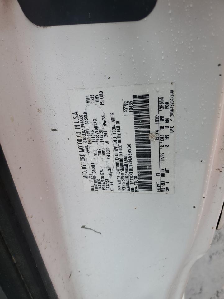 2002 Ford F150 VIN: 1FTRX18L12NA58230 Lot: 82699215