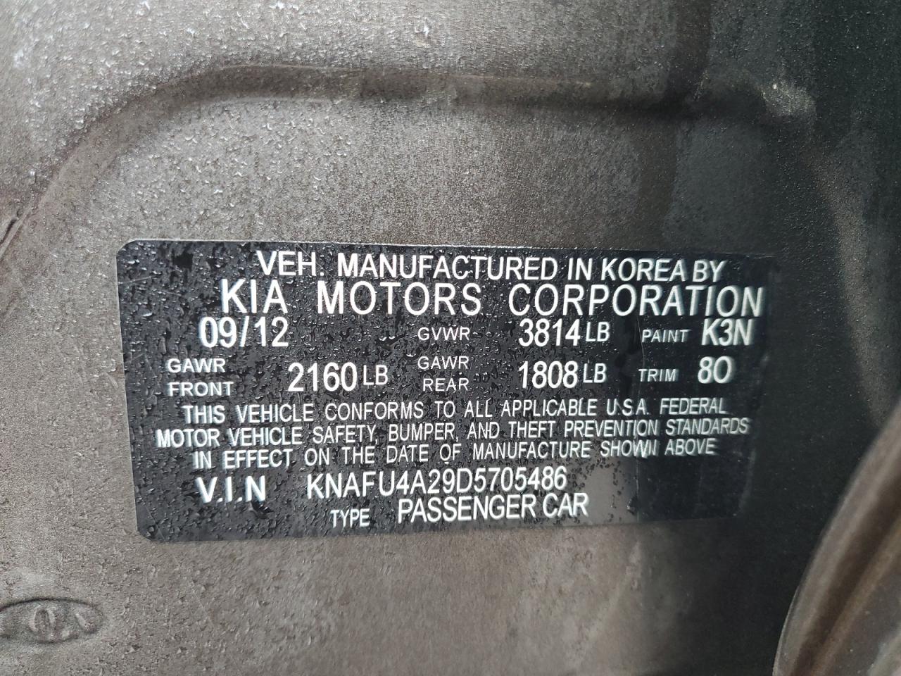 2013 Kia Forte Ex VIN: KNAFU4A29D5705486 Lot: 89810145