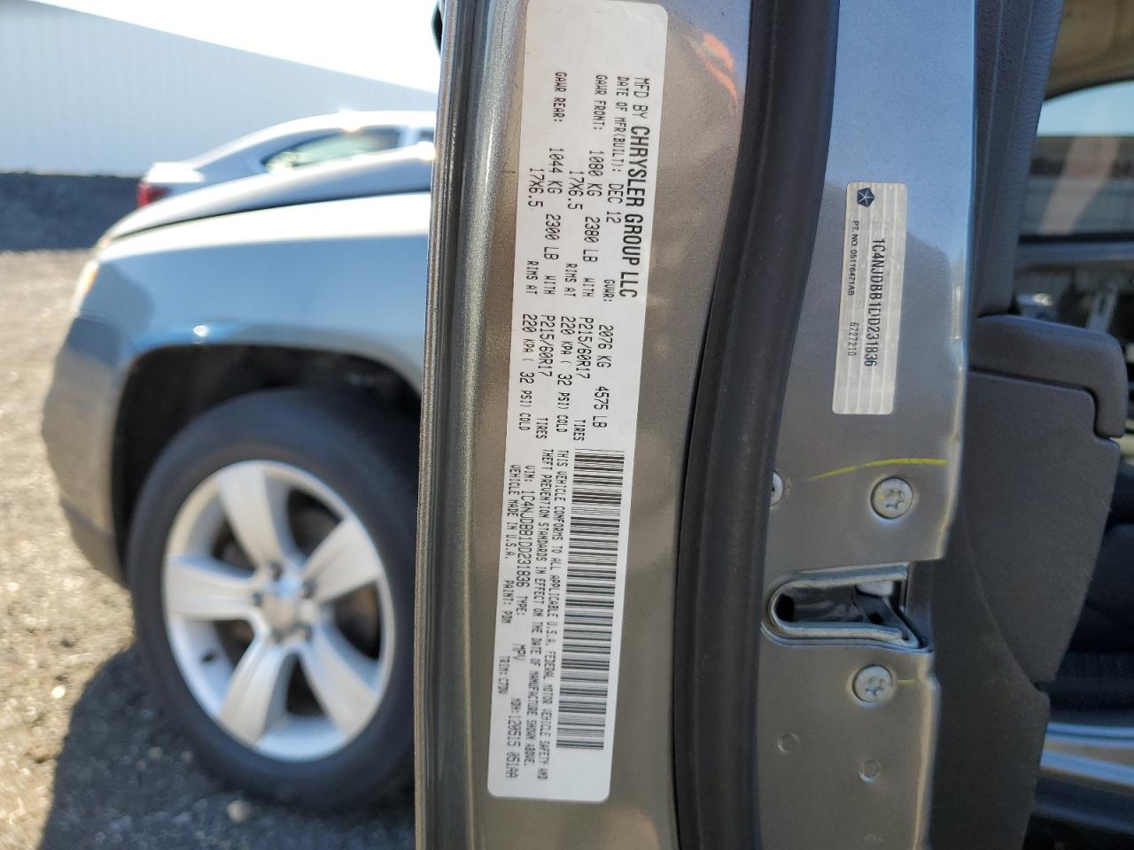 2013 Jeep Compass Sport VIN: 1C4NJDBB1DD231836 Lot: 89448075