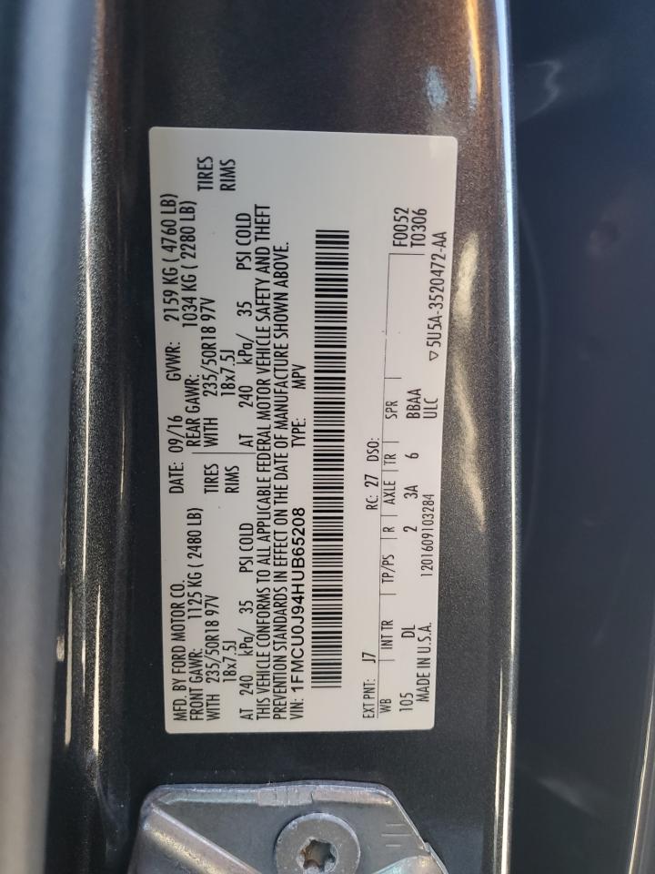 2017 Ford Escape Titanium VIN: 1FMCU0J94HUB65208 Lot: 90095645