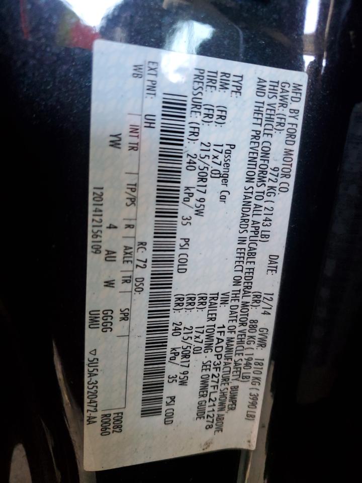 2015 Ford Focus Se VIN: 1FADP3F27FL211278 Lot: 85648825