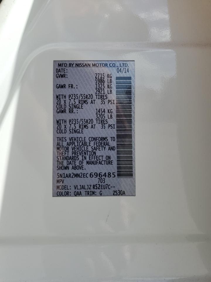 2014 Nissan Pathfinder S VIN: 5N1AR2MN2EC696485 Lot: 86247815