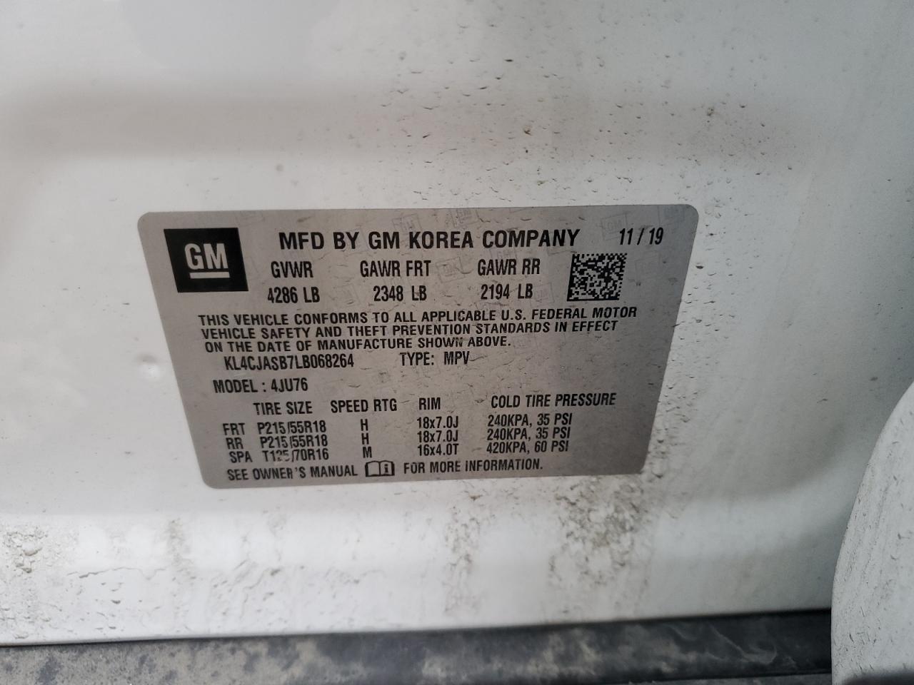 2020 Buick Encore Preferred VIN: KL4CJASB7LB068264 Lot: 86445075