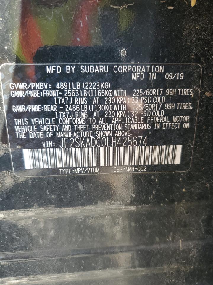 2020 Subaru Forester VIN: JF2SKADC0LH425674 Lot: 84786075