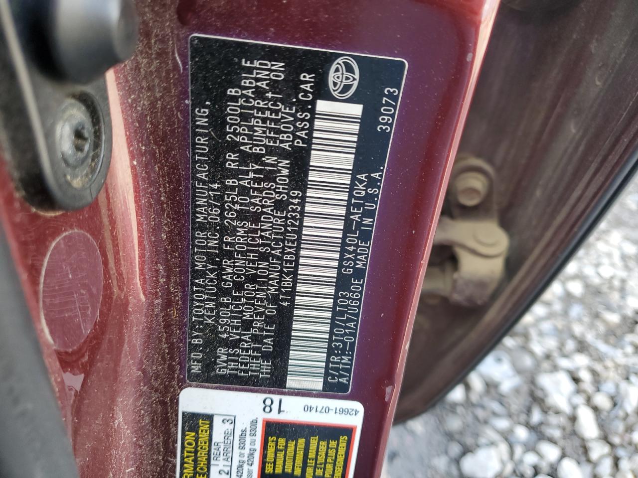 2014 Toyota Avalon Base VIN: 4T1BK1EBXEU123349 Lot: 91036705