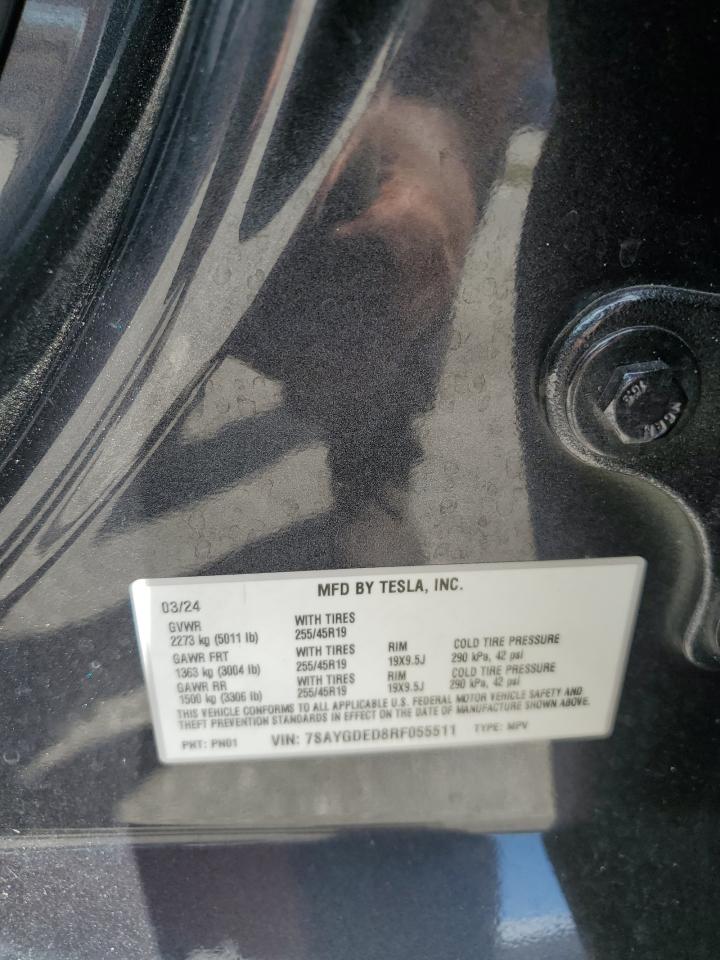 2024 Tesla Model Y VIN: 7SAYGDED8RF055511 Lot: 82562745