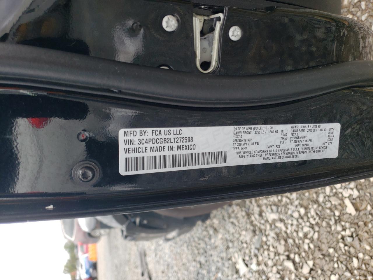 2020 Dodge Journey Crossroad VIN: 3C4PDCGB2LT272598 Lot: 87037625