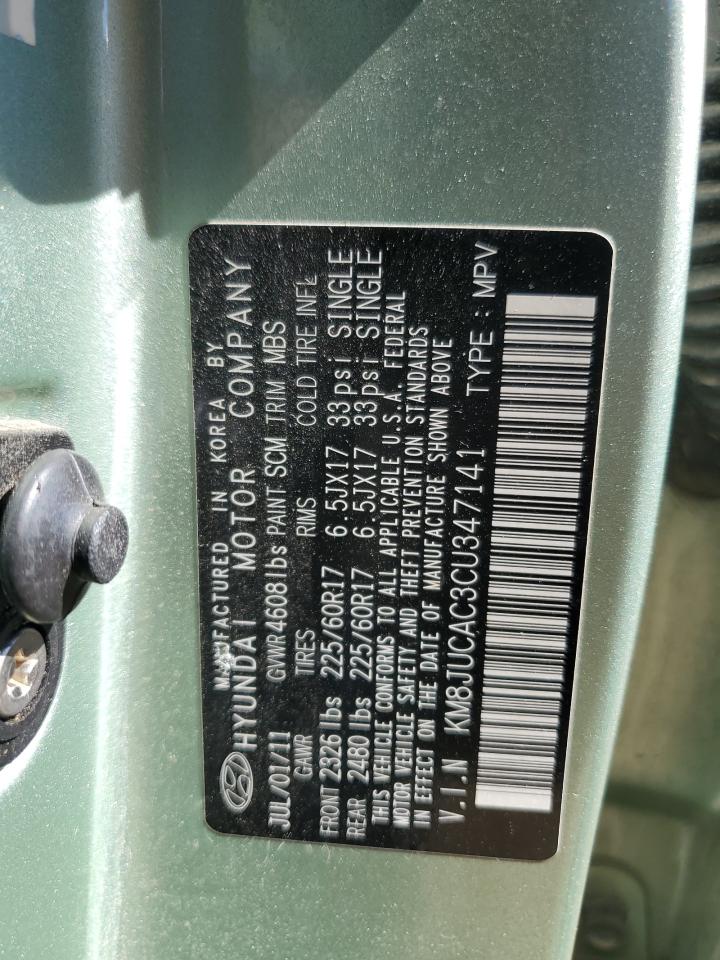 2012 Hyundai Tucson Gls VIN: KM8JUCAC3CU347141 Lot: 80822165