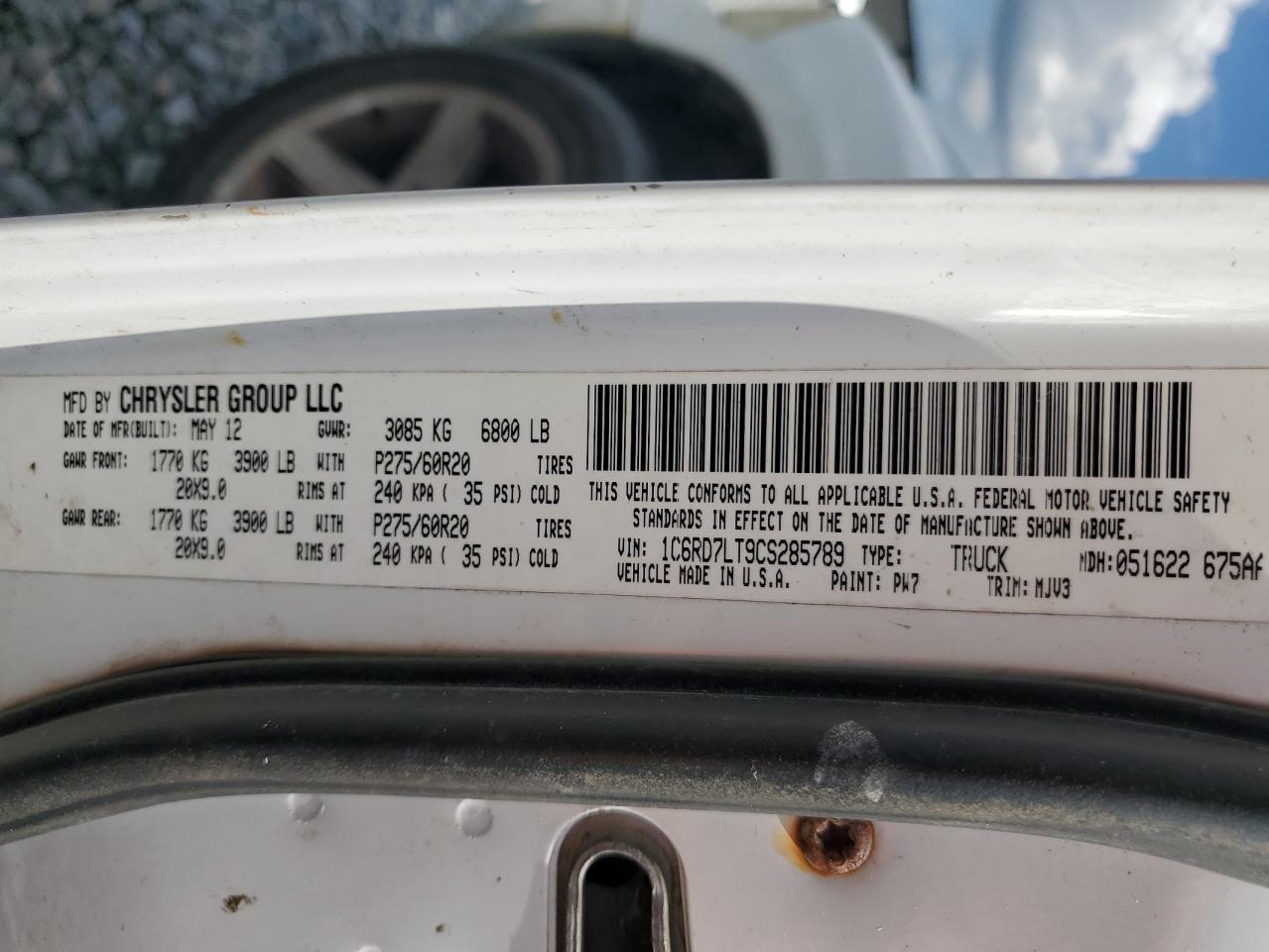 2012 Dodge Ram 1500 Slt VIN: 1C6RD7LT9CS285789 Lot: 81980395