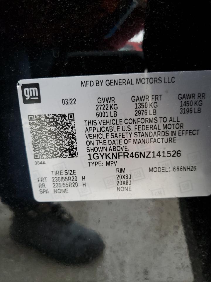 2022 Cadillac Xt5 Platinum Premium Luxury VIN: 1GYKNFR46NZ141526 Lot: 89880515