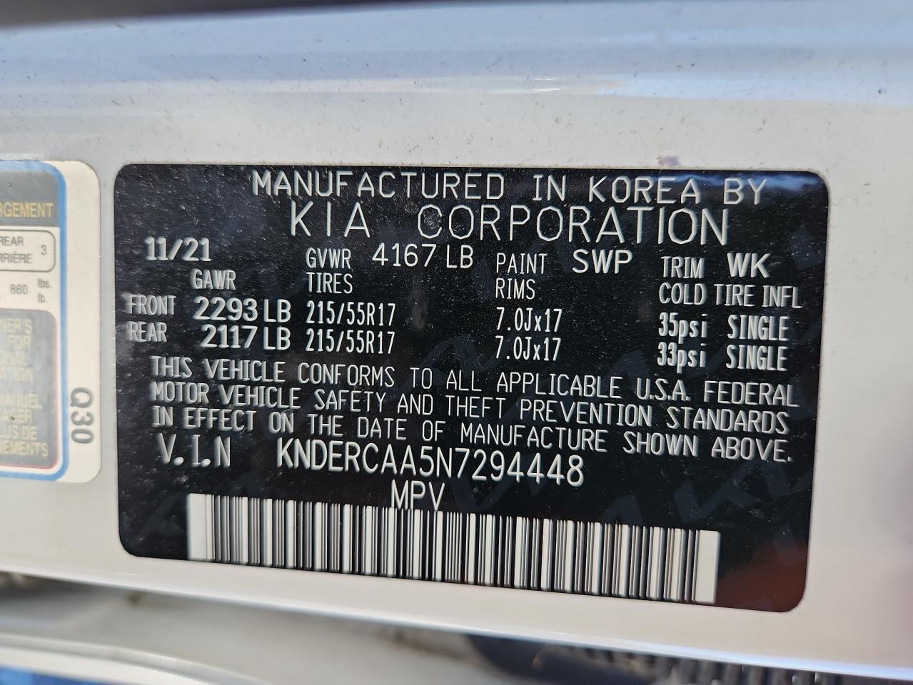 2022 Kia Seltos Ex VIN: KNDERCAA5N7294448 Lot: 87298455