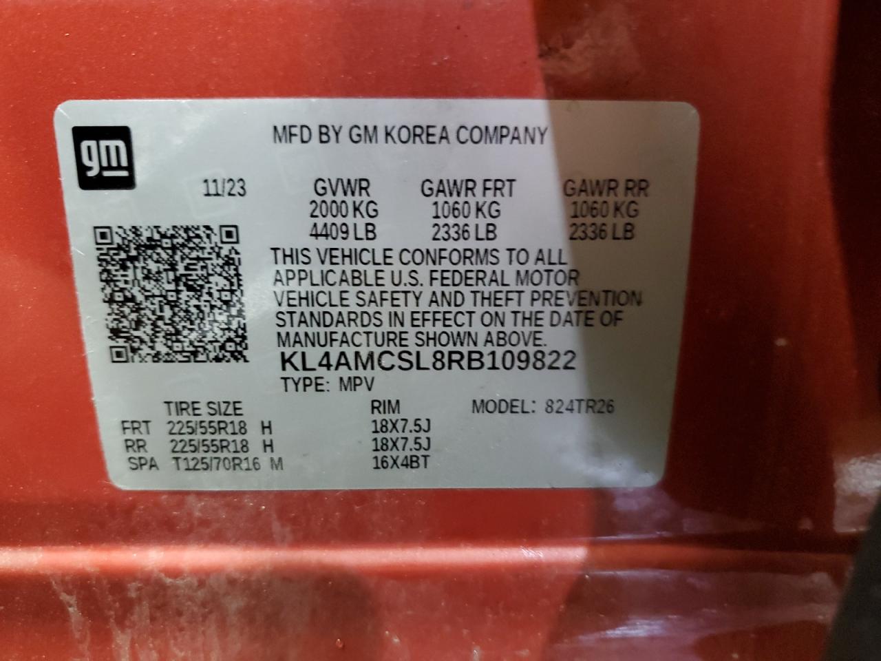 2024 Buick Encore Gx Preferred VIN: KL4AMCSL8RB109822 Lot: 90453655