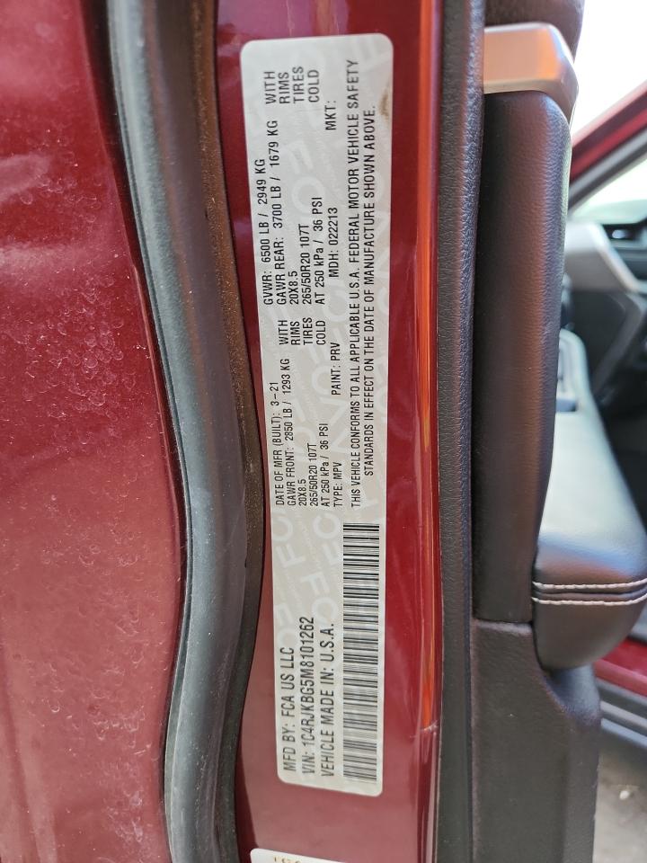 2021 Jeep Grand Cherokee L Limited VIN: 1C4RJKBG5M8101262 Lot: 85140215