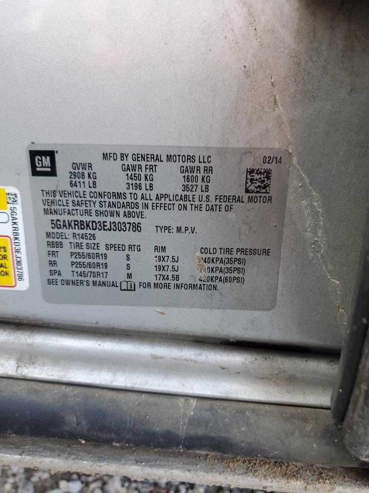 2014 Buick Enclave VIN: 5GAKRBKD3EJ303786 Lot: 85539315