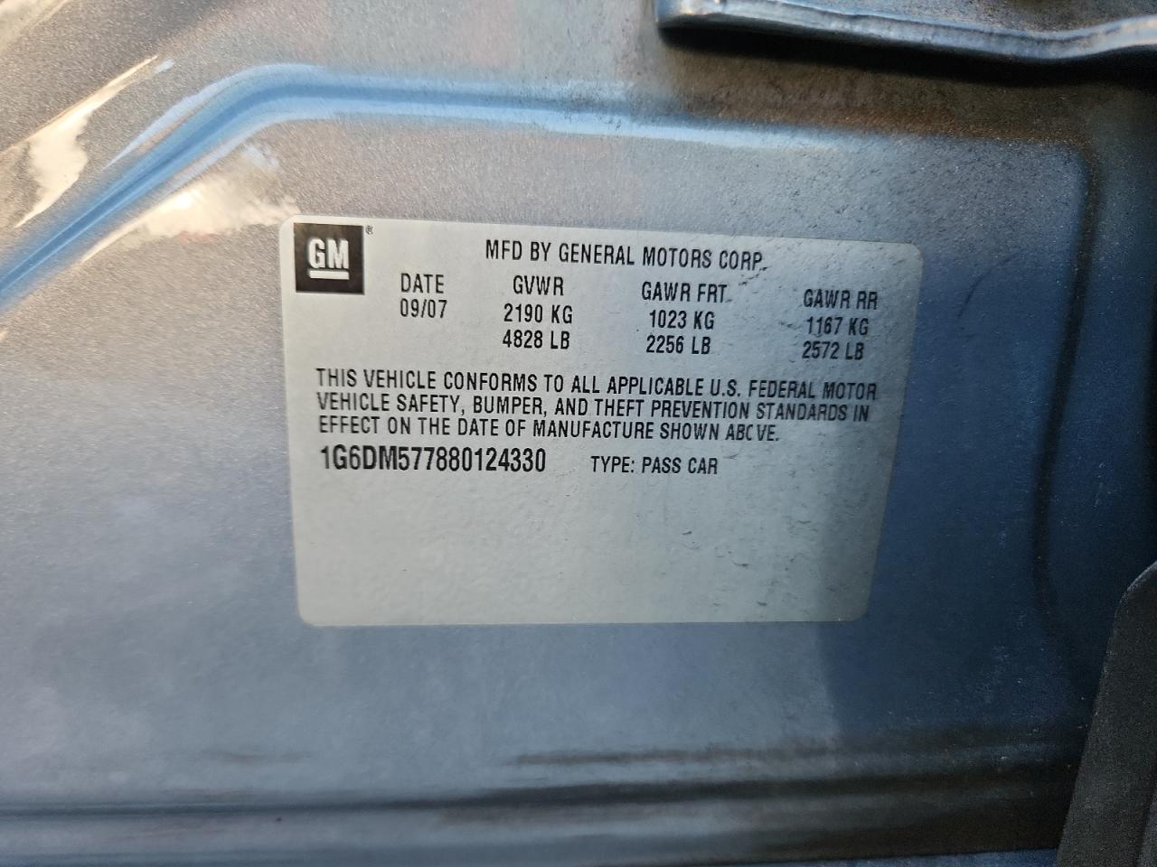 2008 Cadillac Cts VIN: 1G6DM577880124330 Lot: 86771495