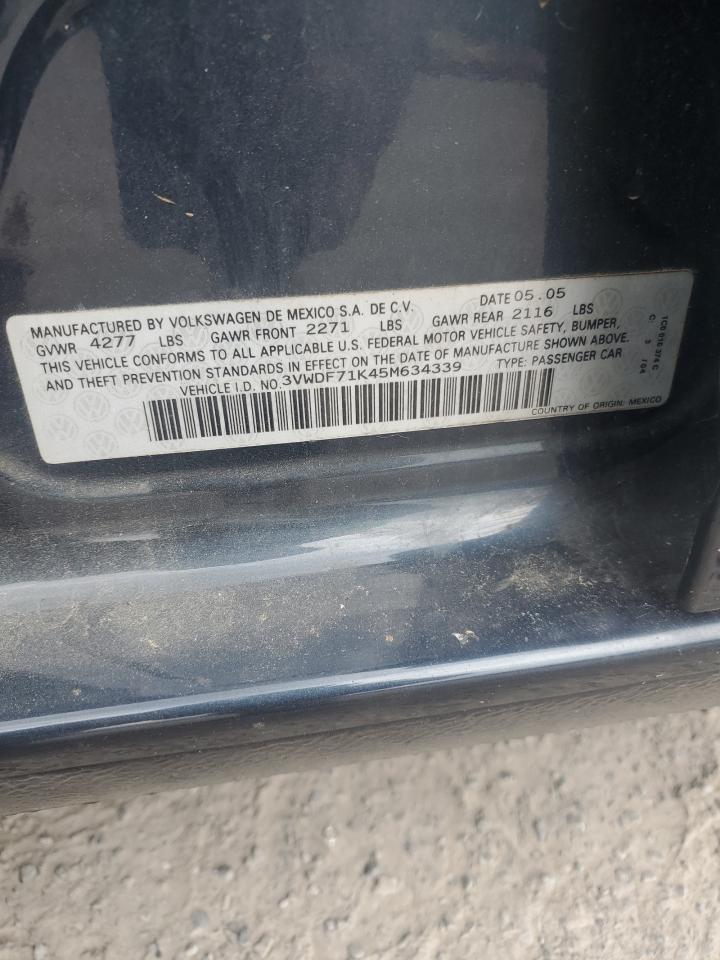 2005 Volkswagen New Jetta 2.5L Option Package 2 VIN: 3VWDF71K45M634339 Lot: 85592225