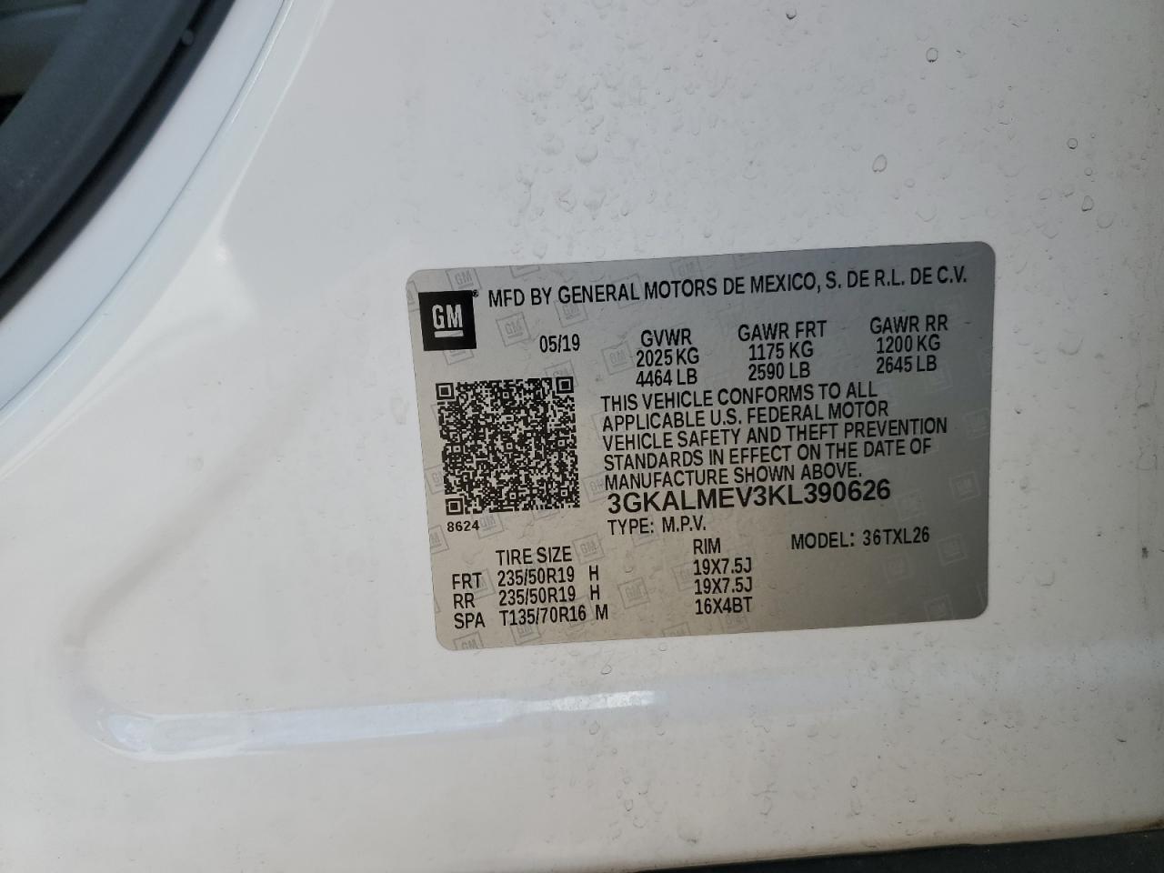 2019 GMC Terrain Sle VIN: 3GKALMEV3KL390626 Lot: 90476315