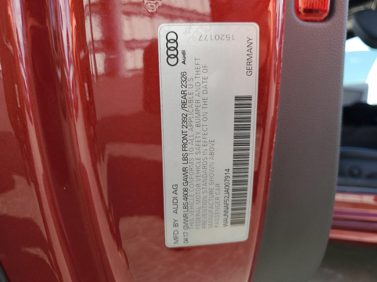 2018 Audi A5 Premium VIN: WAUNNAF52JA007914 Lot: 82656675