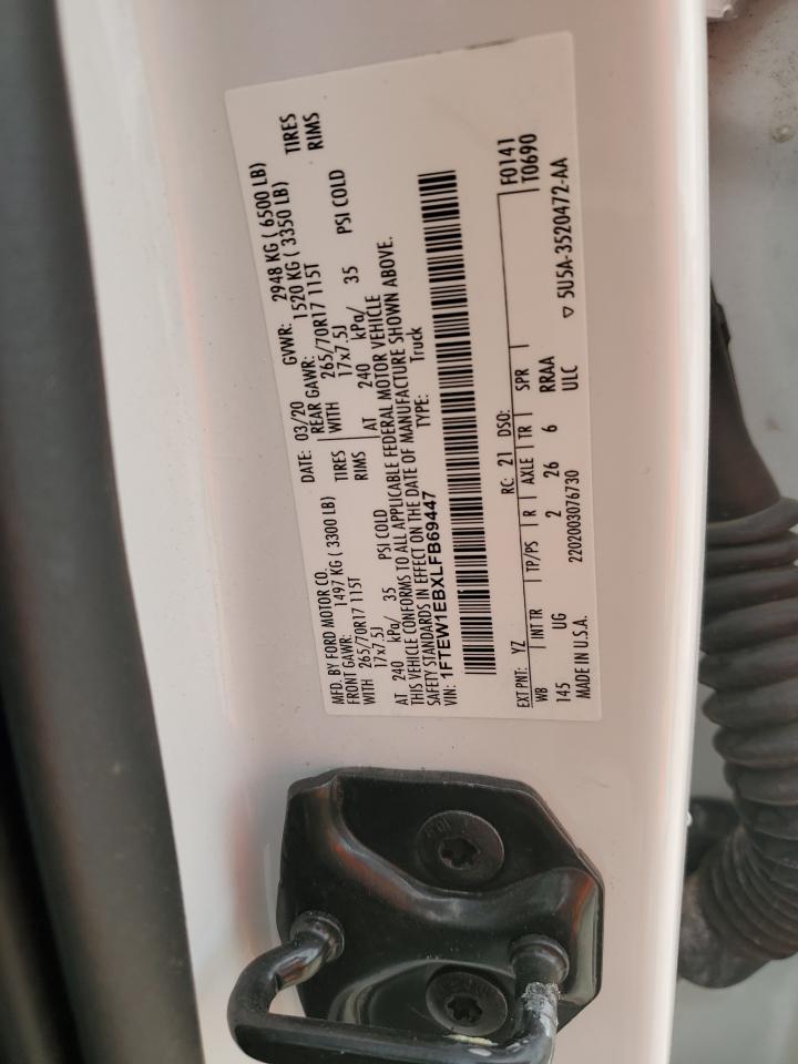 2020 Ford F150 Supercrew VIN: 1FTEW1EBXLFB69447 Lot: 85266025