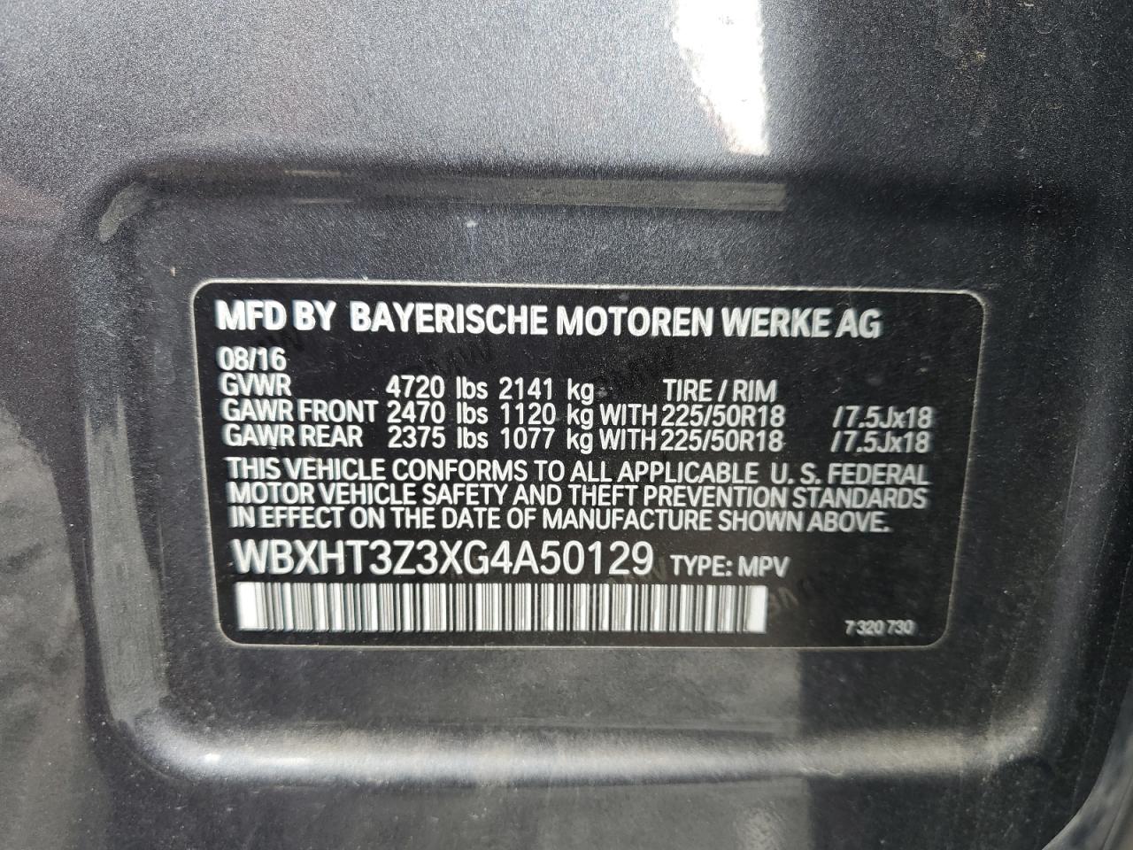 2016 BMW X1 xDrive28I VIN: WBXHT3Z3XG4A50129 Lot: 85718715
