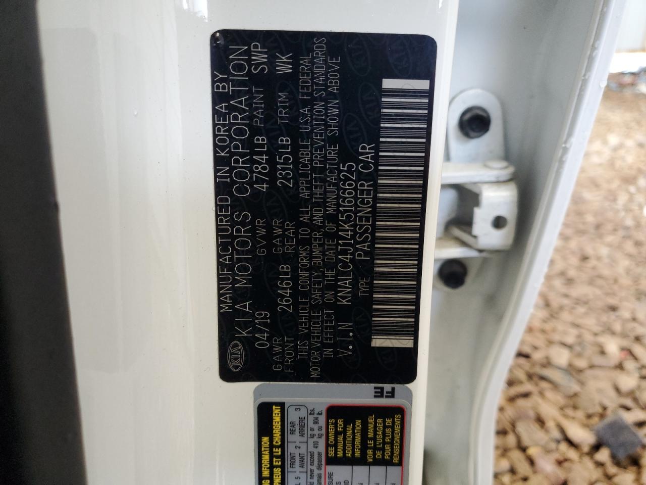 2019 Kia Cadenza Luxury VIN: KNALC4J14K5166625 Lot: 82728345