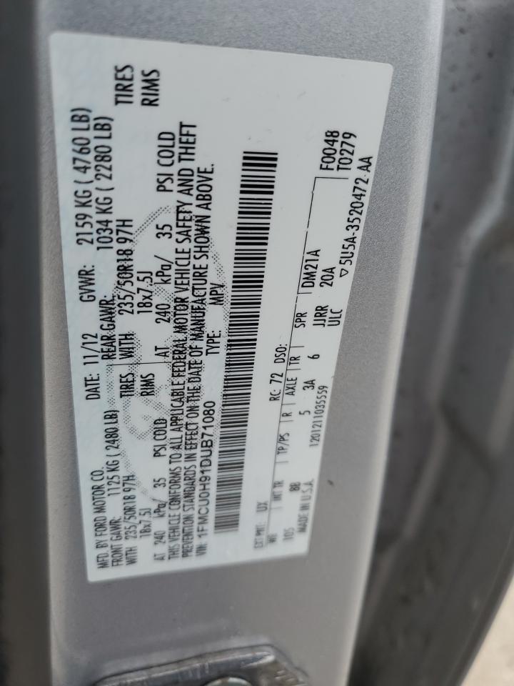 2013 Ford Escape Sel VIN: 1FMCU0H91DUB71080 Lot: 84748845