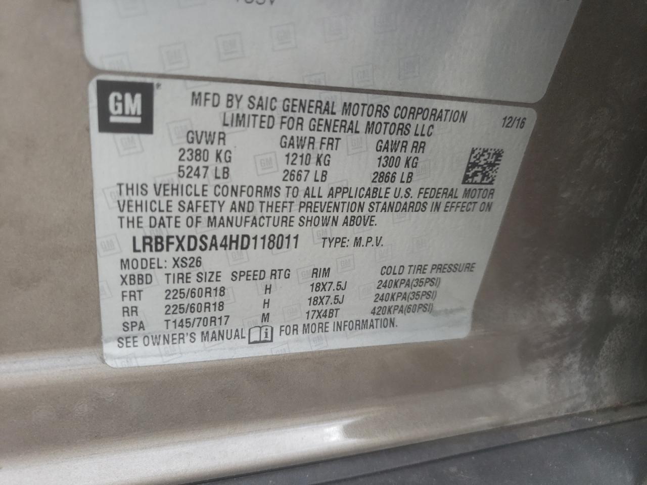 2017 Buick Envision Essence VIN: LRBFXDSA4HD118011 Lot: 85271265